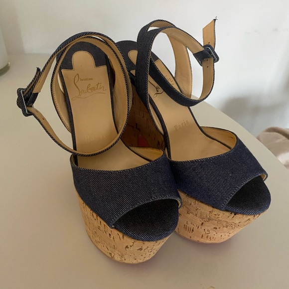 Christian Louboutin Super Dombasale 160 MM Denim Platform Heels - Picture 3 of 5